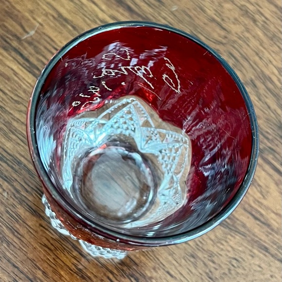 Antique Ruby Red Flash Glass Souvenir Set Of 3 Creamer & Shot Glass Early 1900s - Picture 11 of 16